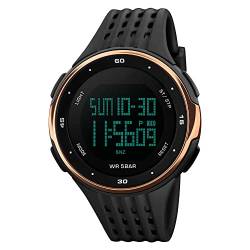 FeiWen Fashion Einfach Digital Sport Uhren für Herren Damen und Jugend Outdoor Militär 50M Wasserdicht Multifunktional Plastik Armbanduhren mit Kautschuk Band von FeiWen