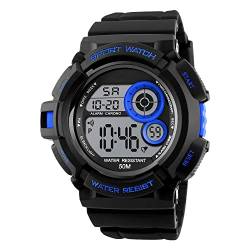 FeiWen Groß Schale Herrenuhr Jugenduhr 50M Wasserdicht Digitaluhr Mehrfarbig LED Licht Sportuhr Outdoor Militär Uhren mit Kautschuk Band Multifunktional Armbanduhren von FeiWen