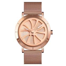 FeiWen Herren Fashion Analog Quarz Casual Uhren Edelstahl Armbanduhr (Rosa) von FeiWen