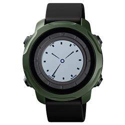 FeiWen Herren Fashion Outdoor Sport LED Digital Plastik Uhren mit Kautschuk Band Wasserdicht Multifunktional Doppelte Zeit Alarm Armbanduhren (Grün Weiß) von FeiWen