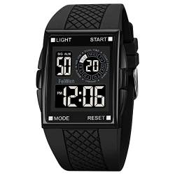FeiWen Herrenuhr Damenuhr LED Digital Sport Uhren Stoppuhr Alarm Doppelte Zeit Outdoor Militär Armbanduhren (Schwarz) von FeiWen