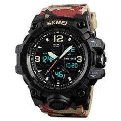 FeiWen Herrenuhr Outdoor Sport Digital Uhren Doppelte Zeit Analog Quarz LED Elektronik Multifunktional Militär Armbanduhren 50M Wasserdicht von FeiWen