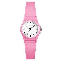 FeiWen Kinderuhr Plastik Lünetten mit Kautschuk Band Sportuhr 50M Wasserdicht Analog Quartz Fashion Casual Uhren Minimalismus Junge Mädchen Armbanduhr (Rosa) von FeiWen