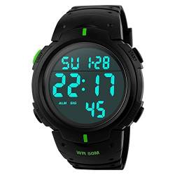FeiWen Multifunktional Digital Sport Uhren 50M Wasserdicht Plastik Wählscheiben mit Kautschuk Band Groß Nummer Einfach Design Herren Junge Armbanduhren von FeiWen