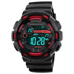 FeiWen Multifunktional Herrenuhr Outdoor Multifunktional Digitaluhr 50M Wasserdicht Sportuhr Groß Plastik Wählscheiben mit Kautschuk Band Uhren Militär Armbanduhren von FeiWen