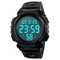 FeiWen Outdoor Digitaluhr Herren Sport Uhren 50M Wasserdicht LED Multifunktiona Militär Armbanduhren Plastik Wählscheiben mit Kautschuk Band von FeiWen