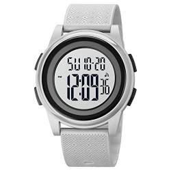FeiWen Simple Fashion Unisex Uhren Digitaluhr Sportuhr Outdoor Wasserdicht LED Doppelte Zeit Plastik Armbanduhren mit Kautschuk Band (Weiß) von FeiWen