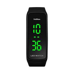 FeiWen Sportuhr Herrenuhr Damenuhr 50M Wasserdicht LED Licht Elektronik Digital Uhren Unisex Outdoor Fashion Uhr Plastik und Kautschuk Armbanduhr (Schwarz) von FeiWen