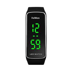 FeiWen Sportuhr Herrenuhr Damenuhr 50M Wasserdicht LED Licht Elektronik Digital Uhren Unisex Outdoor Fashion Uhr Plastik und Kautschuk Armbanduhr (Silber) von FeiWen