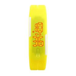 FeiWen Unisex Digital Uhren Minimalismus Outdoor Sport Armbanduhren mit Kautschuk Band Datum LED Beleuchtung, Gelb von FeiWen