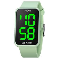FeiWen Unisex Digitaluhr Wasserdicht Outdoor Sport Running Uhren Plastik Wählscheiben mit Kautschuk Band LED Licht Kalender Armbanduhren (Blau) von FeiWen