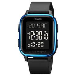 FeiWen Unisex Fashion Multifunktional Digitale Uhren Outdoor Sport Wasserdicht Einfach Armbanduhren (Blau) von FeiWen