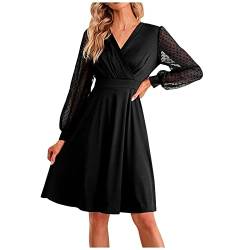 Boho Kleid Lang 20Er Jahre Kleider Damen Minikleid Langarm Kaftan Damen Kleider Mädchen Sommer Abendkleid Schwarz Festliche Kleider Für Damen Hochzeit Kleid Damen Lang Grünes Kleid Damen (Schwarz, L) von Feibeauty