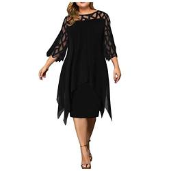 Brautjungfernkleider Lang Spaghetti Kleid Damen Kleid Satin Frauen Kleidung Hawaii Kleid Damen Shirt Kleid Kleid Glitzer Boho Kleid Damen Hoodie Kleid (Black, 4XL) von Feibeauty