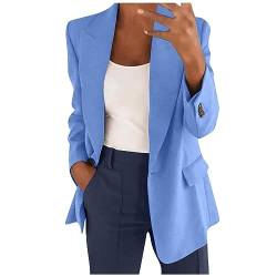 Damen Blazer Sportlich Blazer Hellblau Damen Anzug Damen Elegant 2 Teiler Hochzeit 2 Teiler Damen 50 Pieces Pullover & Strickjacken Für Jaket Fur Winter Lederjacke Biker (Blau, XXL) von Feibeauty