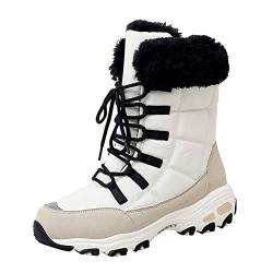 FeiliandaJJ Damen Schneestiefel Wasserdicht Warm Plush Gefüttert Winterschuhe Frauen Outdoor Rutschfest Dicker Boden Winter Stiefel Schneeboot Winterstiefel (Weiß, 40) von FeiliandaJJ(TM)