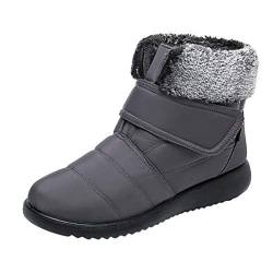 FeiliandaJJ Damen Winterstiefel Warm Plush Gefüttert Schneestiefel Flach Kurz Stiefel Rutschfest Outdoor mit Klettverschluss Winter Sneaker Schneeboot (Grau, EU 39) von FeiliandaJJ(TM)