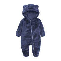 FeiliandaJJ Baby Junge Mädchen Schneeanzug mit Kapuze und Reißverschluss Winter Neugeborene Flanell Strampler Oberbekleidung Overall Unisex Baby Kleidung Einfarbig von FeiliandaJJ