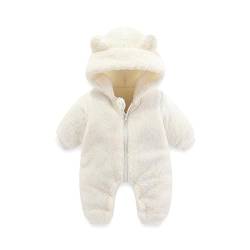 FeiliandaJJ Baby Junge Mädchen Schneeanzug mit Kapuze und Reißverschluss Winter Neugeborene Flanell Strampler Overall Unisex Baby Kleidung Einfarbig 0-12 Monate von FeiliandaJJ