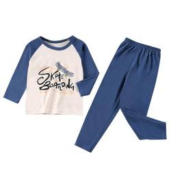 FeiliandaJJ Baby Kinder Junge Schlafanzüge Baumwolle Langarm Herbst Winter Pyjama Set Niedliche Cool Skateboard Schlafanzug Set Zweiteilig Nachtwäsche 0-15 Jahre 92 98 104 110 116 122 128 134 140 von FeiliandaJJ