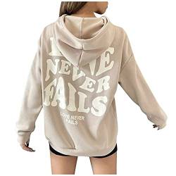 FeiliandaJJ Damen Kapuzenpullover Y2K Rückendruck Briefe Print Casual Hoodie mit Kordelzug Teenager Mädchen Kapuzenjacke Herbst Winter Hoody Sweatjacke Sweatshirts Pullover Oberteile von FeiliandaJJ