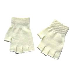 FeiliandaJJ Damen Mädchen Fingerlos Handschuhe Stricke Winter Warm Elastisch Halbe Finger Handschuhe Weihnachten Geschenk (Weiß) von FeiliandaJJ