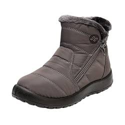 FeiliandaJJ Damen Winterstiefel Warm Gefüttert Wasserdicht Schneestiefel mit Reißverschluss Frauen Winterschuhe Winter Schlupfstiefel Kurzschaft Stiefel Boots Schuhe Gr.36-41 (Grau, 41 EU) von FeiliandaJJ