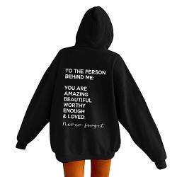 FeiliandaJJ Dear Person Behind Me Hoodie Damen Fleece Kapuzenpullover Herbst Winter Casual Sweatjacke Locker Kapuzenjacke mit Kordelzug und Tasche Mode Druck Sweatshirts für Teenager Mädchen von FeiliandaJJ