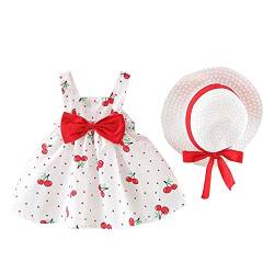 FeiliandaJJ Kleider Baby Mädchen Sommer,Toddler Kleinkind Bow Kirsche Drucken Ärmellos Party Prinzessin Kleid + Hut Kinder Kleidung Girls Dress von FeiliandaJJ