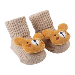 FeiliandaJJ Rasselsocken Baby Mädchen 3D Cartoon Rutschfeste ABS Socken Baumwolle Rassel-Söckchen Tiermotive Thermosocken Winter Warme Babysocken Bodensocken 0-5 Jahre von FeiliandaJJ