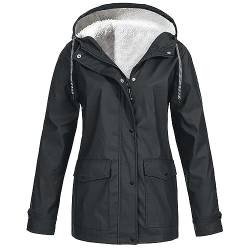 FeiliandaJJ Regenjacke Damen Wasserdicht Atmungsaktiv Große Größen Teddyfleece Warme Gefüttert Regenmantel mit Kapuze Leichte Übergangsjacke Outdoorjacke Faltbar Softshelljacke Winterjacke von FeiliandaJJ