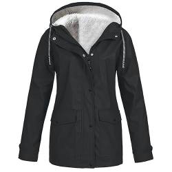 FeiliandaJJ Regenjacke Damen Wasserdicht Atmungsaktiv Große Größen Teddyfleece Warme Gefüttert Regenmantel mit Kapuze Leichte Übergangsjacke Outdoorjacke Faltbar Softshelljacke Winterjacke von FeiliandaJJ