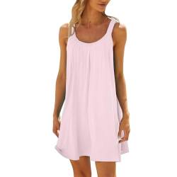 FeiliandaJJ Sommerkleid Damen Leicht Ärmellos Rundhals T-Shirt Rüschenkleid Strandkleid Elegant Kurze Freizeitkleid Blumenkleider Sommerkleider Tank Kleid von FeiliandaJJ