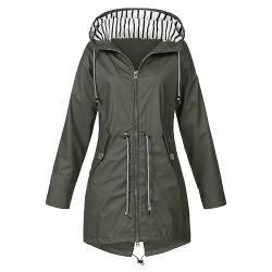 FeiliandaJJ Wasserdichte Regenjacke für Damen - mit Kapuze und Tasche - atmungsaktiv - Herbst - Winter - leichte faltbare Jacke - Softshelljacke - Fahrradjacke für Outdoor, Wandern, dunkelgrau, 36 von FeiliandaJJ