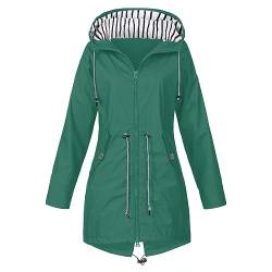 FeiliandaJJ Wasserdichte Regenjacke für Damen - mit Kapuze und Tasche - atmungsaktiv - Herbst - Winter - leichte faltbare Jacke - Softshelljacke - Fahrradjacke für Outdoor, Wandern, grün, 46 von FeiliandaJJ