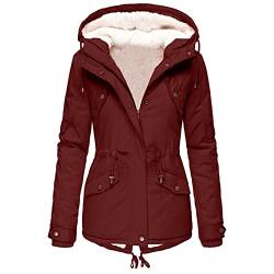 FeiliandaJJ Winterjacke Damen Lang Warme Gefüttert Teddyfleece Wintermantel Reißverschluss Mantel Ski-Jacken Damen Softshell Jacke Damen Mantel Winter Elegant Winterparka mit Taschen von FeiliandaJJ