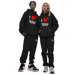 Trainingsanzug Sets Herren Damen Valentinstag Jogginganzug Sportanzug Zweiteiler Outfit Oversized Hoodies und Jogginghose Herbst Winter Freizeitanzug Trainingsanzüge von FeiliandaJJ