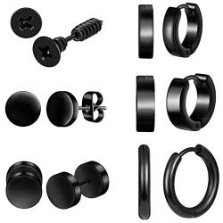 Feilok 6 Paare Männer Ohrstecker Set Ohrringe für Damen Herren Creolen Huggie Piercing Knorpel Fake Plugs Hoop tragus Ohr Helix Cartilage aus Edelstahl von Feilok