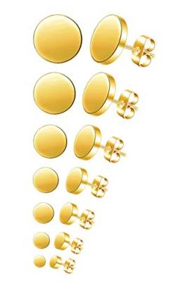 Feilok 7 Paar Edelstahl Herren Ohrstecker Creolen Tunnel Ohrringe für Damen Fakeplug Fake Plug Ohrringe Pierced Earrings 3 4 5 6 8 10 12mm Gold Mens Womens Stud Earrings Set von Feilok
