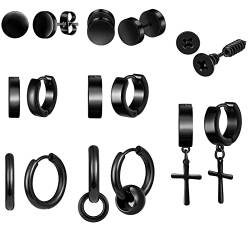 Feilok 8 Paare Edelstahl Männer Ohrstecker Set Ohrringe für Damen Herren Creolen Huggie Piercing Knorpel Fake Plugs Hoop tragus Ohrhänger Kreuz von Feilok