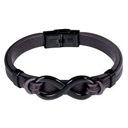 Feilok Armband Herren Edelstahl Lederarmband für Herren Unendlichkeits Armband Männer mit Magnetverschluss,Tolles Geschenk für Männer von Feilok