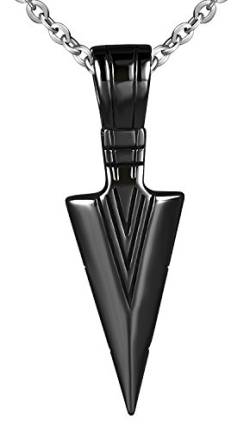 Feilok Einzigartig Edelstahl Anhänger Arrow Pfeil Pfeilspitze Waffe von Attentäter Halskette Halsanhänger für Herren, Schwarz von Feilok