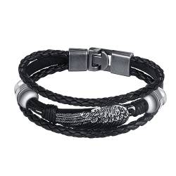 Feilok Feder Engelsflügel Armband Herren Leder Armband Geflochtenes Armband Leder Armreif mit Magnetverschluss von Feilok