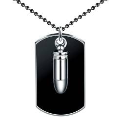 Feilok Halskette Herren mit Dog Tag Erkennungsmarke Patrone Bullet Anhänger Militär Stil Herren Kette aus Edelstahl für Männer Jungen von Feilok