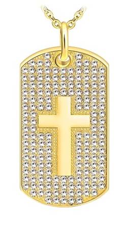 Feilok Halskette für Männer Hundemarken Edelstahl Herren Halskette mit Anhänger Kreuz Dog Tag Erkennungsmarke für Männer von Feilok