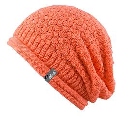 Long Beanie Oversize Mütze Manila - Damen Herren Mütze Buff Unisex (Coral) von Feinzwirn Clothing