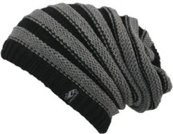 Feinzwirn Brian Hat - Oversize Strickmütze - Mütze - Slouch - Skimütze - (Black/Grey) von Feinzwirn