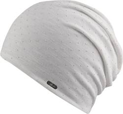 Feinzwirn Cordoba HAT - Trendige leichte und dünne Long Beanie für Damen mit Pailletten Applikationen (weiß) von Feinzwirn