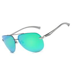 Feksaz Polarisiert Pilotenbrille für Herren und Damen, Retro Vintage Piloten Sonnenbrille Metallrahmen Fahrerbrille UV400 (Gunmetal/Green) von Feksaz