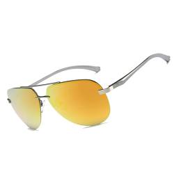 Feksaz Polarisiert Pilotenbrille für Herren und Damen, Retro Vintage Piloten Sonnenbrille Metallrahmen Fahrerbrille UV400 (Gunmetal/Yellow) von Feksaz